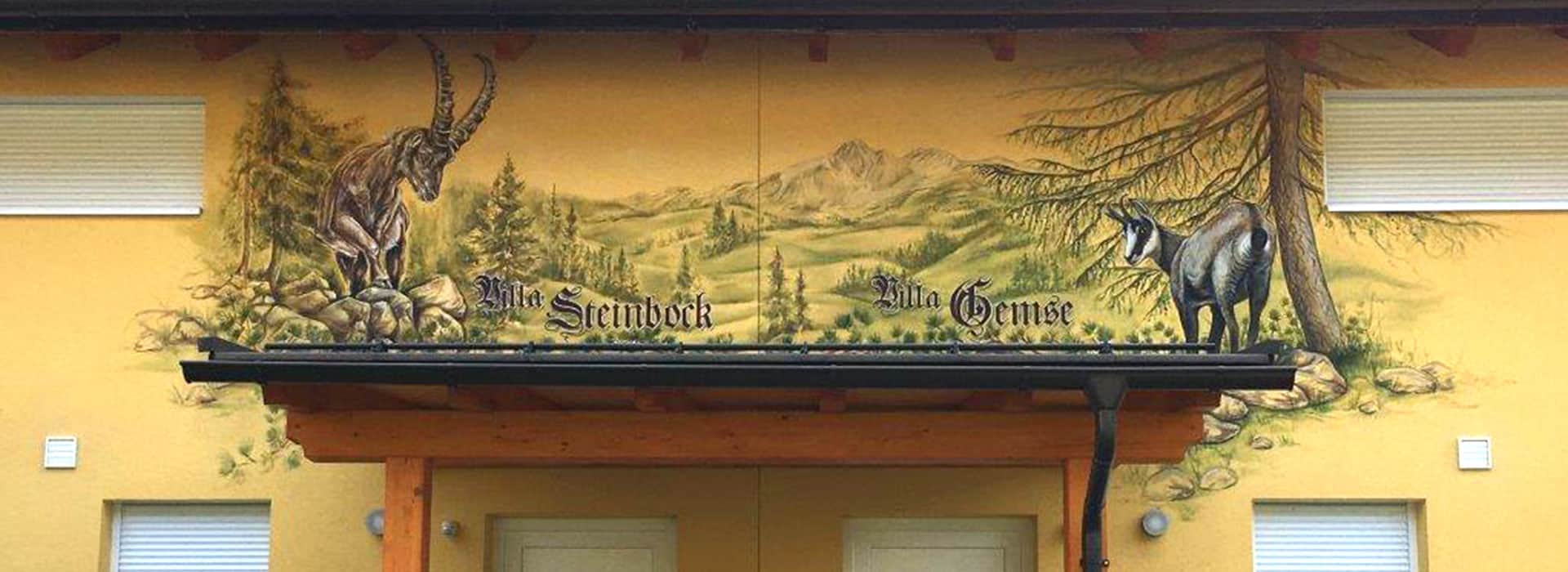 Vakantievilla Karinthie Villa Steinbock Gemse Muurschildering